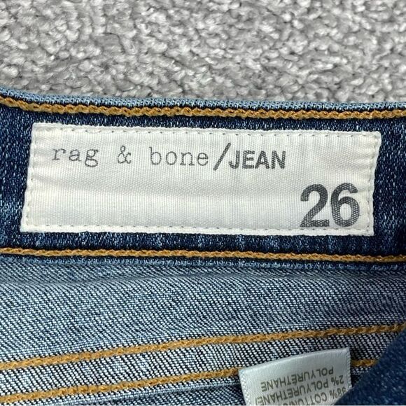 Rag & Bone Jeans Women's 26 Blue Skinny Low Rise Dark Denim Stretch Distressed - Picture 5 of 12